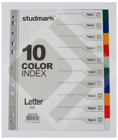 Studmark división para portafolio plástico 10 colores ST-1722