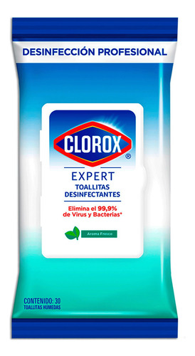 Clorox toalla desinfectante 30 unidades bolsa