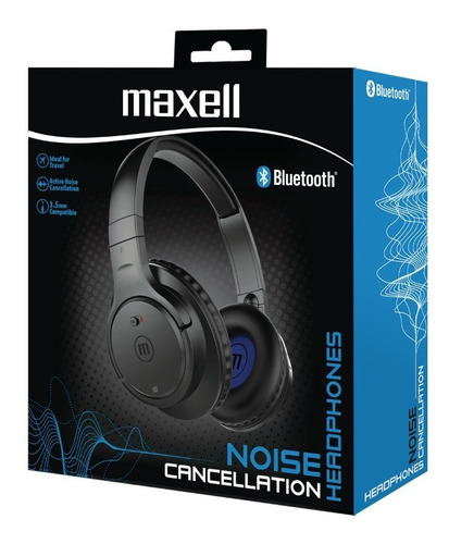 Maxell audífono bluetooth cancelación ruido, negro con azul Hp B
